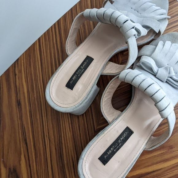 Alberto Zago suede Open Toe Casual tassel Slide grey size 39 9US s2 - Picture 9 of 12